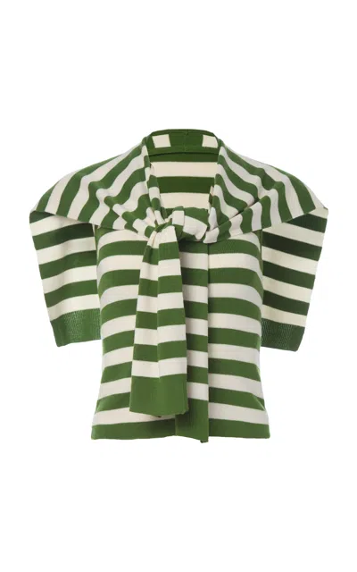 Monse Striped Wool Top In Green