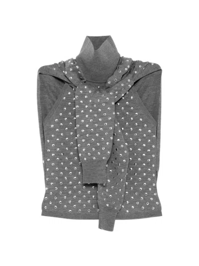 Monse Studded Halter Neck Top In Gray