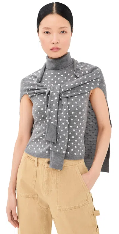 Monse Studded Halter Neck Top With Scarf Light Grey In Gray