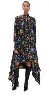 Monse Tie Neck Printed Dress Black Multi In Black Multi