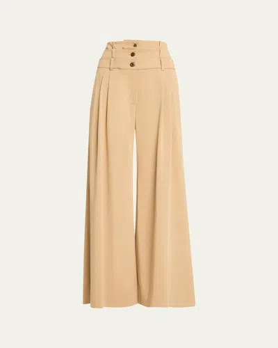 Monse Triple Waistband Pleated Wide-leg Trousers In Khaki