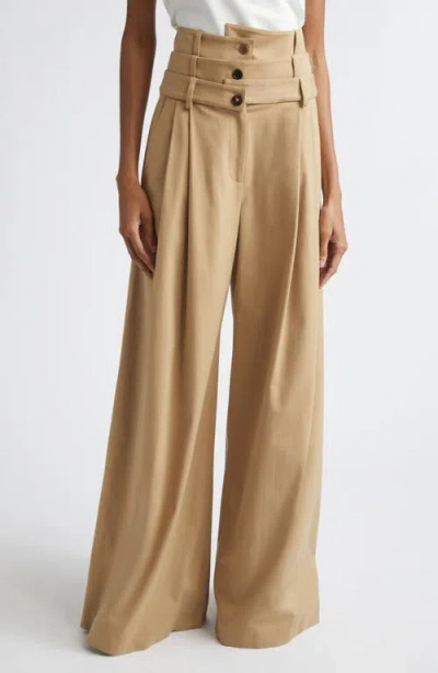 Monse Triple Waistband Wide Leg Pants In Brown