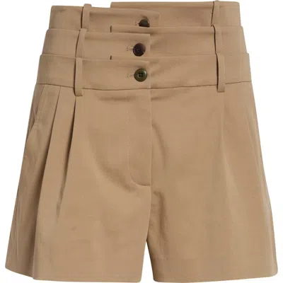 Monse Triple Waistband Wide Leg Shorts In Brown