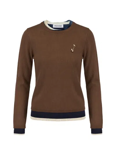 Monse Triple-layer Cherry-motif Sweater In Brown