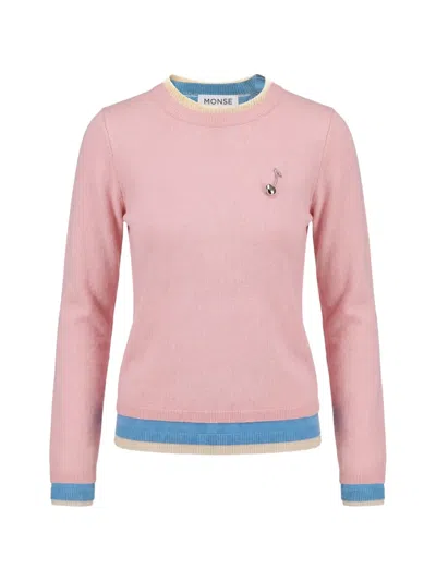 Monse Triple-layer Cherry-motif Sweater In Pink
