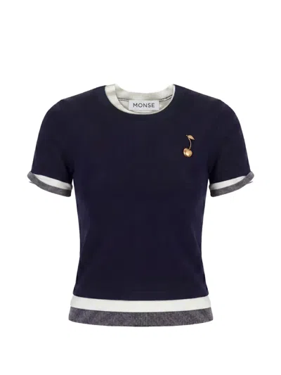 Monse Triple-layer Cherry-motif T-shirt In Blue