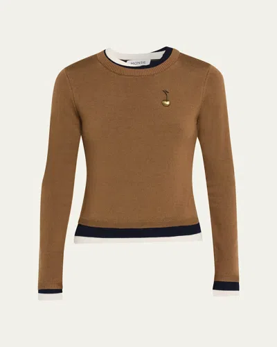 Monse Triple-layer Wool Crewneck Sweater In Brown