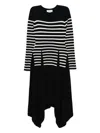Monse Striped Long Sleeve Midi Merino Wool Dress In Blue