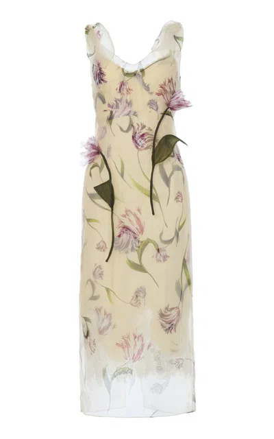 Monse Tulip Bow-tie Silk Midi Dress In Multi