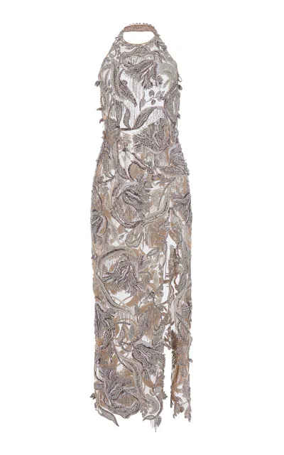 Monse Tulip Lace Midi Dress In Metallic