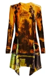 Monse Tuscan Print Mock Neck Long Sleeve Velvet Dress In Multicolor Print