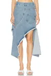 Monse Twisted Denim Raw-edge Midi Skirt In Indigo