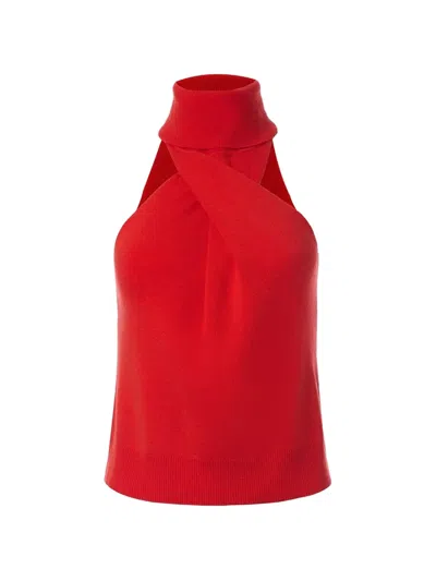 Monse Twist-front Halterneck Top In Red