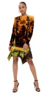 Monse Tuscan Print Mock Neck Long Sleeve Velvet Dress In Multicolor Print