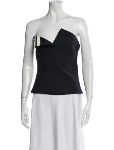 Pre-owned Monse Virgin Wool Asymmetrical Top W/ Tags In Blue