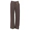 Monse Virgin Wool Checkered Long Gold Belt Wide Leg Pants In Brown