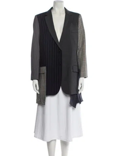 Pre-owned Monse Virgin Wool Plaid Print Blazer W/ Tags In Gray