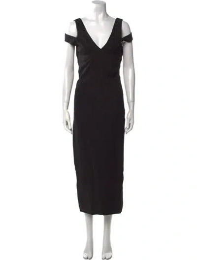 Pre-owned Monse V-neck Long Dress In Black