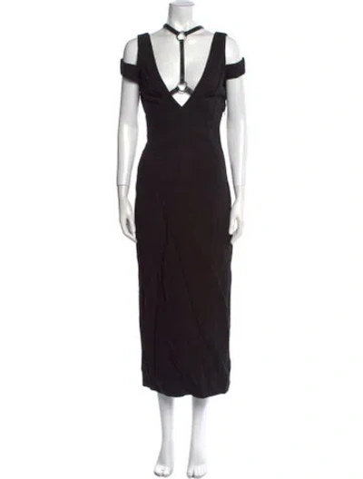 Pre-owned Monse V-neck Long Dress In Black