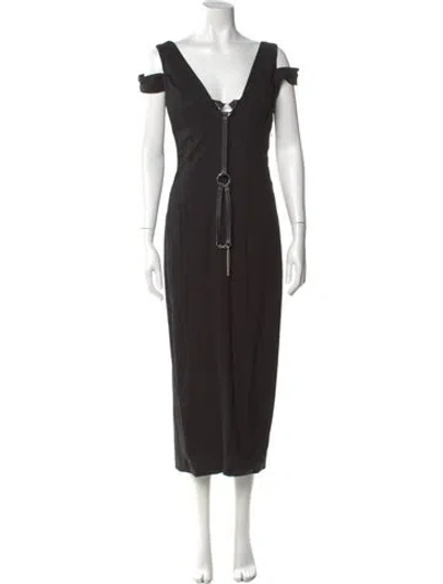 Pre-owned Monse V-neck Long Dress In Black
