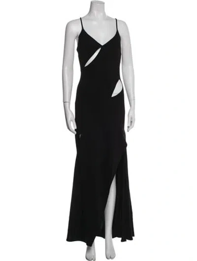 Pre-owned Monse V-neck Long Dress In Black