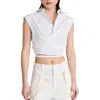Monse Womens Cotton Blend Cropped Wrap Top In White