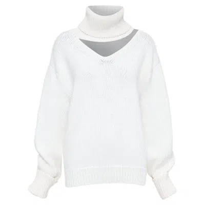 Monse Wool Deconstructed Cut Out Turtleneck Sweater In White