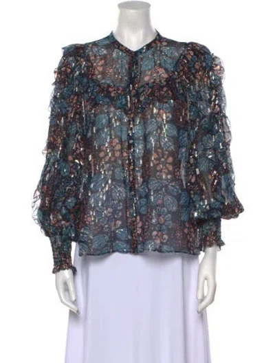 Pre-owned Monse Wool Floral Print Blouse In Blue