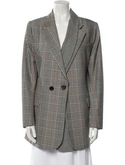Pre-owned Monse Wool Plaid Print Blazer In Gray