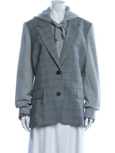 Pre-owned Monse Wool Plaid Print Blazer In Gray