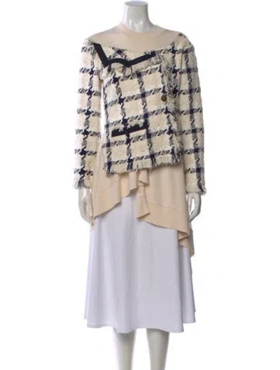 Pre-owned Monse Wool Plaid Print Top In Neutral
