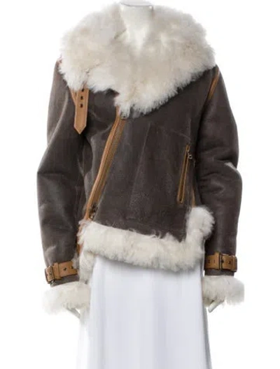 Pre-owned Monse X Pologeorgis Lamb Leather Faux Fur Jacket In Brown