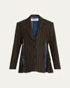 Monse Zipper Deconstructed Pinstripe Single-breasted Blazer In Brown