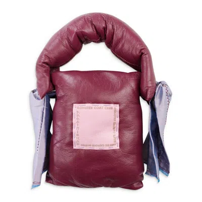 Monster Coat Club Mini Puffer Leather Red Handbag In Multi