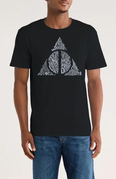 Monster Digital Happy Potter Deathly Hallows Graphic T-shirt In Black