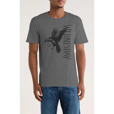 Monster Digital Wednesday Raven Graphic T-shirt In Gray