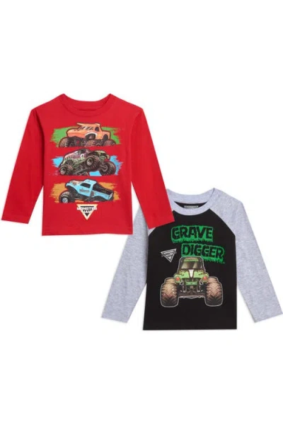Monster Jam Kids'  2-pack Long Sleeve T-shirt In Red