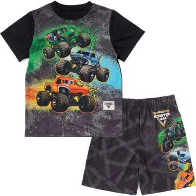 Monster Jam Kids'  2-piece Pajama Tee And Shorts Set In Gray