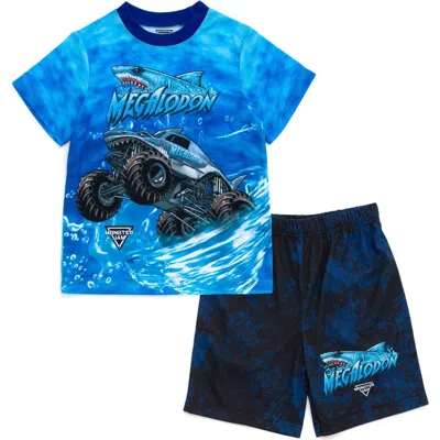 Monster Jam Kids'  2-piece Pajama Tee And Shorts Set In Blue