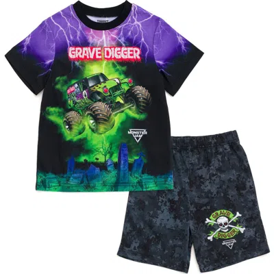 Monster Jam Kids'  2-piece Pajama Tee And Shorts Set In Purple