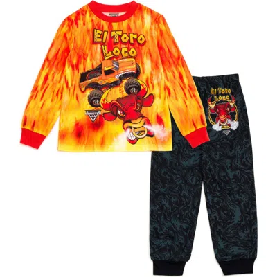 Monster Jam Kids'  2-piece Pajama Top And Pants Set In Yellow