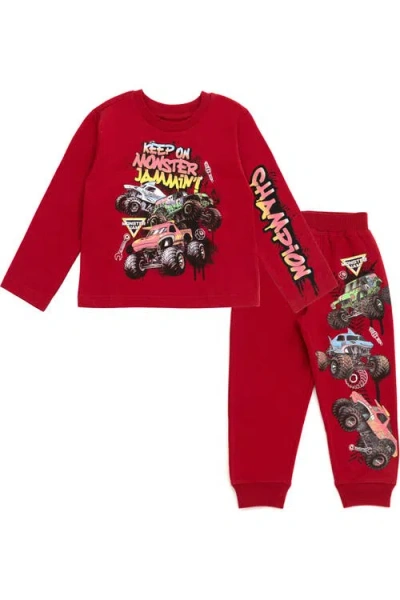 Monster Jam Kids'  2-piece Tee And Pants Set In Red