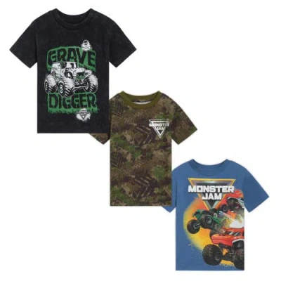 Monster Jam Kids'  3-pack Short Sleeve T-shirts In Multi