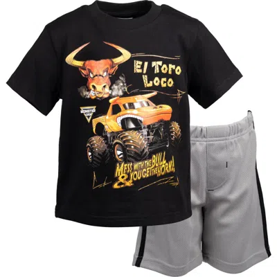 Monster Jam Kids'  Athletic 2-piece T-shirt And Shorts Set In Black