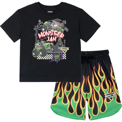 Monster Jam Kids'  Athletic 2-piece T-shirt And Shorts Set In Black