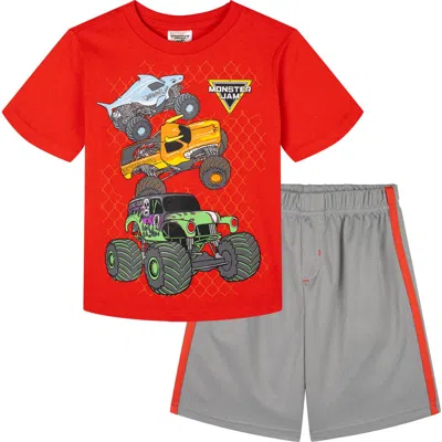 Monster Jam Kids'  Athletic 2-piece T-shirt And Shorts Set In Red