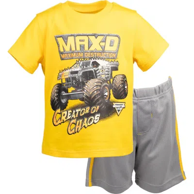 Monster Jam Kids'  Athletic 2-piece T-shirt And Shorts Set In Yellow
