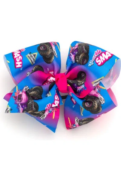 Monster Jam Babies'  Elastic Hair Tie Bow In Ombre Sparkle Smash