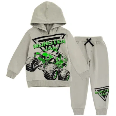Monster Jam Kids'  Fleece 2-piece Hoodie And Pants Set In Gray
