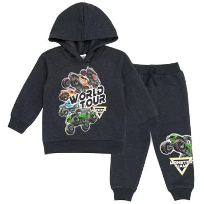 Monster Jam Kids'  Fleece 2-piece Hoodie And Pants Set In Gray